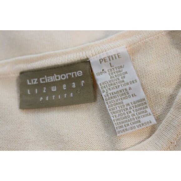 Vintage Knit Top Petite Large Embroidered Floral Feminine Dainty Butter Yellow - Picture 10 of 10